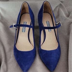 Prada Blue Heeled Shoes Elegant Suede Design